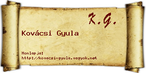 Kovácsi Gyula névjegykártya
