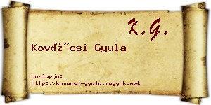 Kovácsi Gyula névjegykártya